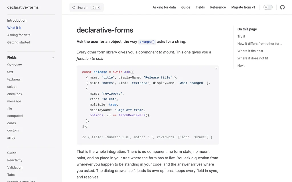 declarative-forms website