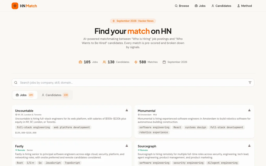 HN Match website